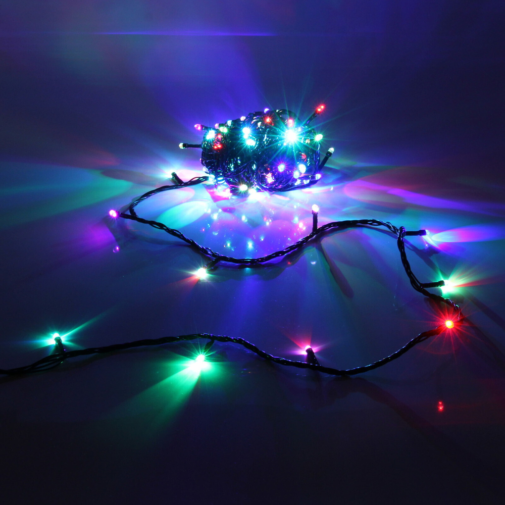 Гирлянда для дома 9,5м 100 ламп LED черный.пров, авторежим, IP-20, RGB (возможность соединения)