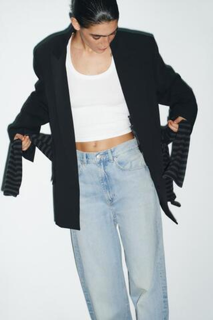 ZARA ДЖИНСЫ TRF EXTRA WIDE LEG С ВЫСОКОЙ ПОСАДКОЙ, ВОДЯНИСТО-ГОЛУБОЙ