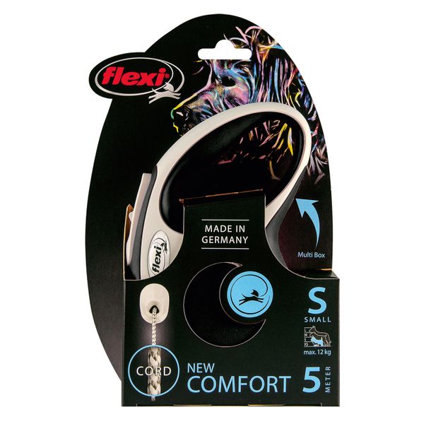 Рулетка flexi NEW LINE Comfort S (до 12 кг) трос 5 м серый/черный