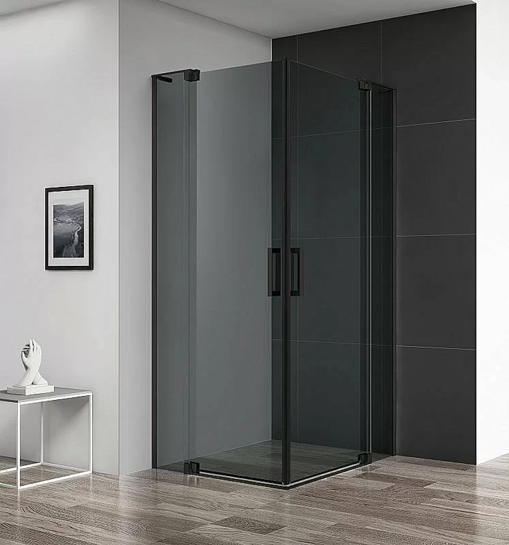 Душевой уголок Cezares Slider 95х105 SLIDER-AH-2-90/100-100/110-GRIGIO-NERO стекло серое тонированное/профиль черный матовый
