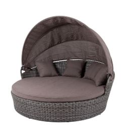 "Стильяно" плетеная кровать круглая, цвет графит