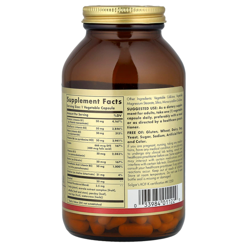 Solgar, B-Complex 50, витамины группы B, 250 растительных капсул