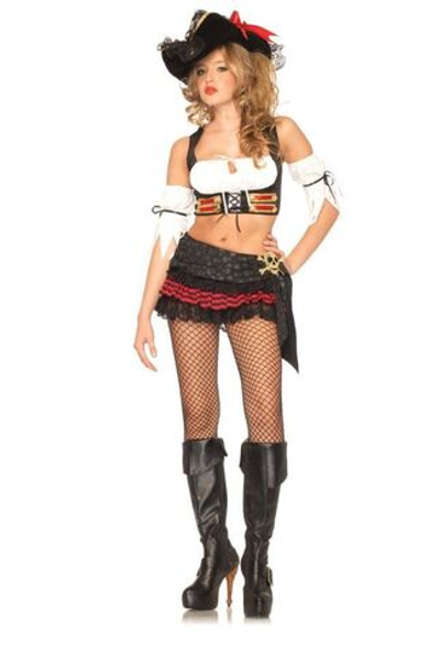 Костюм очаровательной пиратки (Размер: XS) (Цвет: черный с белым)