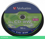 CD-RW диск Verbatim 700MB 12x Cake Box (43480)