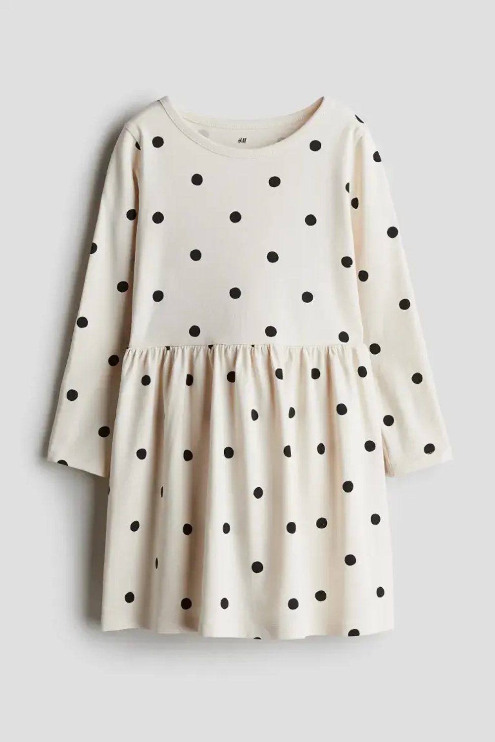 H&M Хлопковое платье с принтом, светло-бежевый