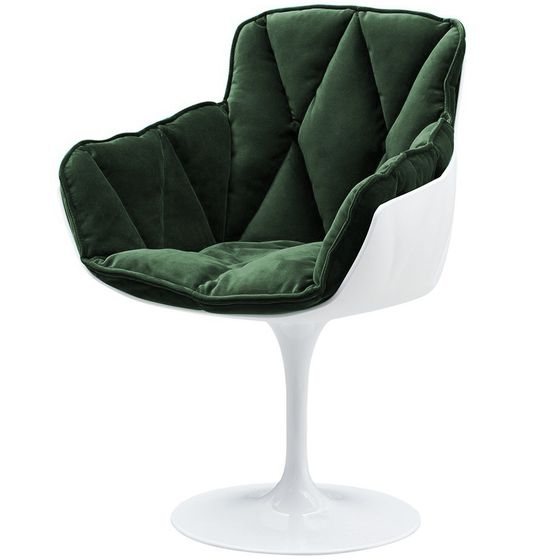 Белый стул Husk с зеленой обивкой | Купить в Hallberg.ru