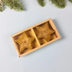 Свечи новогодние «Звездочки блестящие» 5,5 см (набор 2 шт), золото