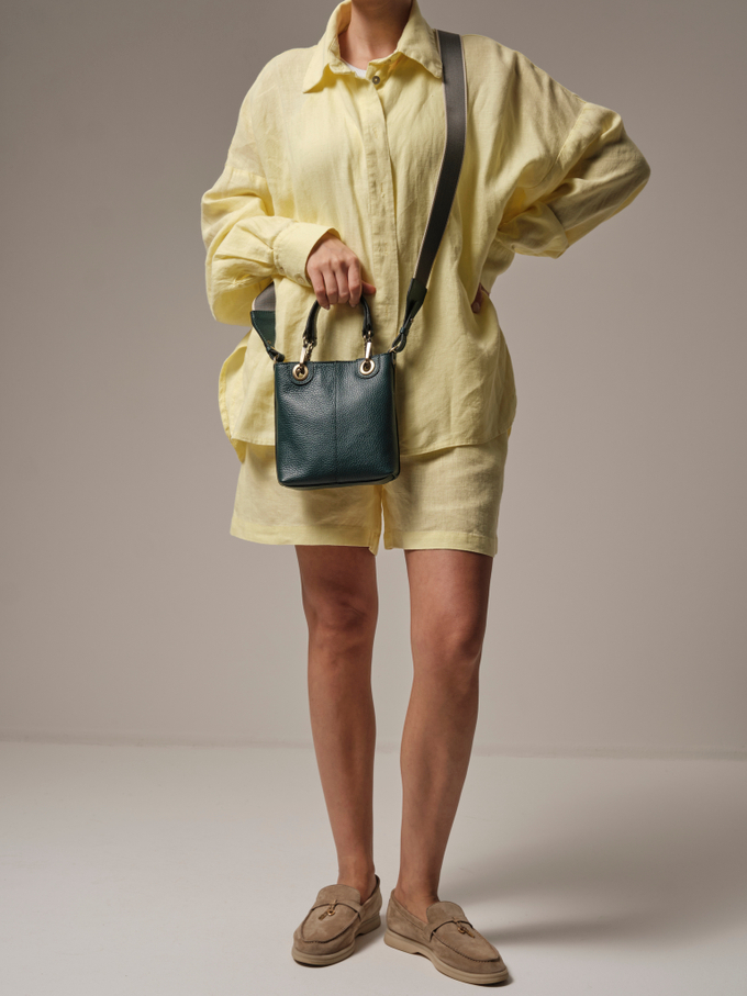 Сумка кожаная кросс-боди зеленая