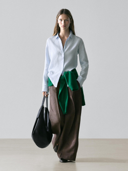 Massimo Dutti Свободная рубашка из 100% льна, небесно-голубой