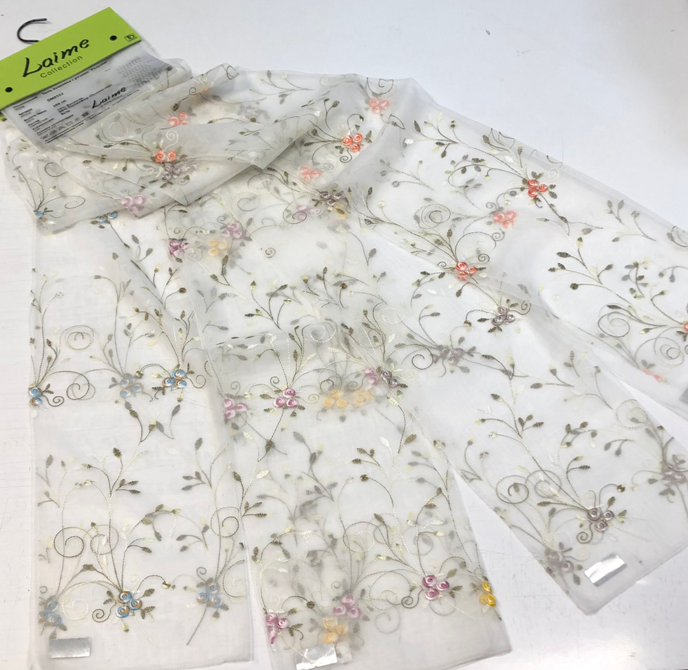 Тюль сетка с вышивкой розами Laime арт. Розуэлл DM8502 col. 05 (высота 290 см, Турция)