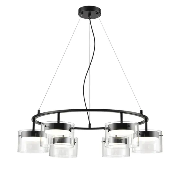 8232/6Y COMFI LN25 193 черный/прозрачный, металл/стекло Светильник подвесной LED GX70 6*10W 220V NATALINA