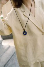 Подвес Цветок maxi на шнурке, синий, керамика