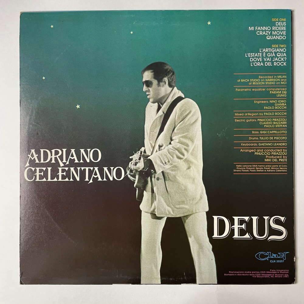 Винтажная виниловая пластинка LP Adriano Celentano Адриано Челентано Deus (Italy 1981) Crazy Movie