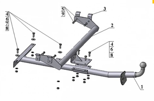 Фаркоп AvtoS для ВАЗ 2108,2109,2113,2114 с универсальной электрикой и сертификатом в комплекте, арт.(VAZ-14+electr)