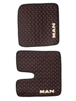 Ковры MAN TGX с 2-мя ящиками (автомат) (экокожа, коричневый, черный кант, бежевая вышивка)