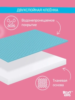 ROXY-KIDS Клеенка детская на резинках в кроватку 70х100 см, непромокаемая подкладная с ПВХ покрытием, цвет голубой