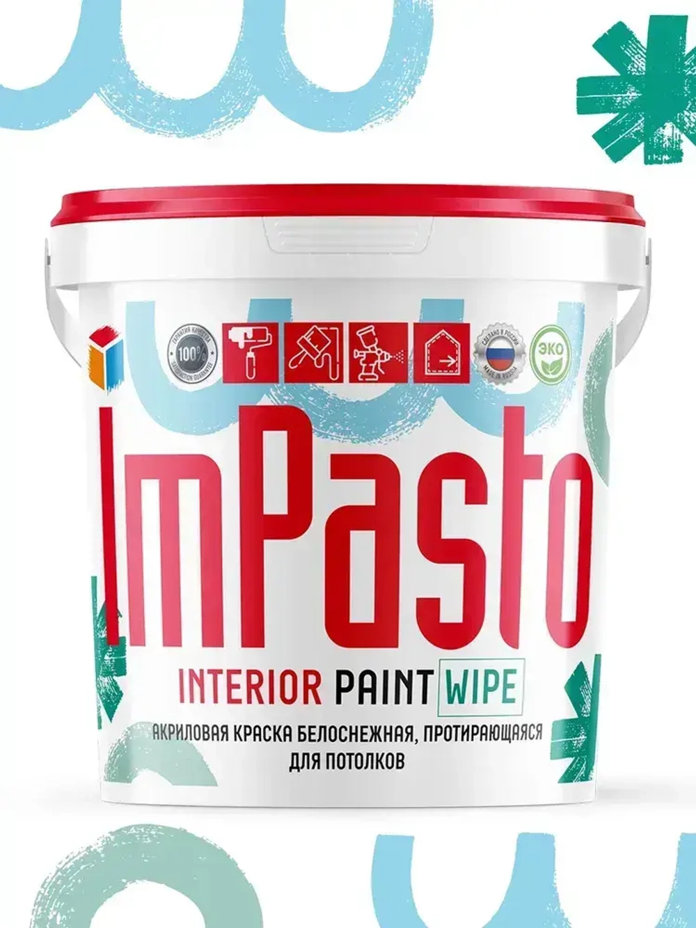 Краска интерьерная, супер белая, для потолка ImPasto 0,9кг