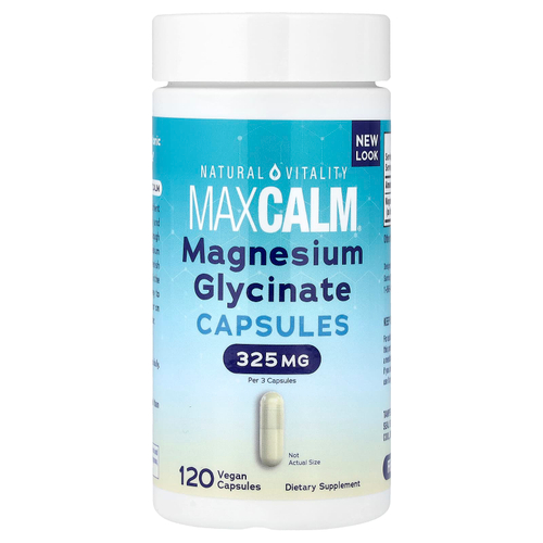 Natural Vitality, MAXCALM®, глицинат магния, 120 веганских капсул (108 мг в 1 капсуле)