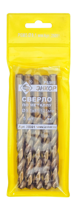 Сверло для металла ф 9,1х81/125 мм Р6М5