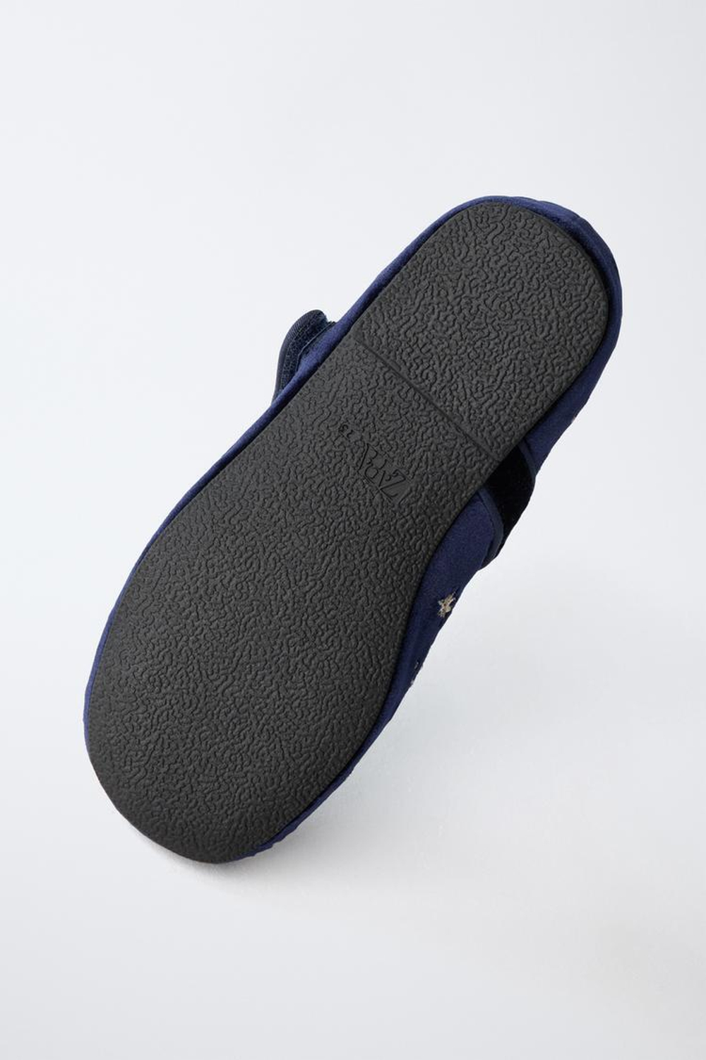 ZARA БАРХАТНЫЕ БАЛЕТКИ С ВЫШИВКОЙ, СИНИЙ