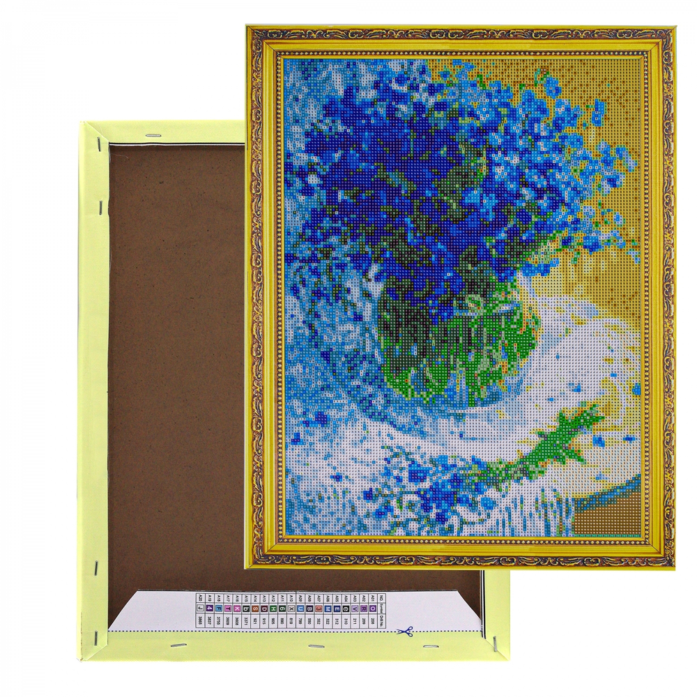 Алмазная мозаика Alingar, на подрамнике, с полным заполнением, (глянц.) дизайн рамка, 40х50 см, 26 цветов, "Букет в вазе"