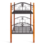 Кровать BOLERO двухярусная- дерево гевея/металл, 90*200 см (bunk bed), красный дуб/черный