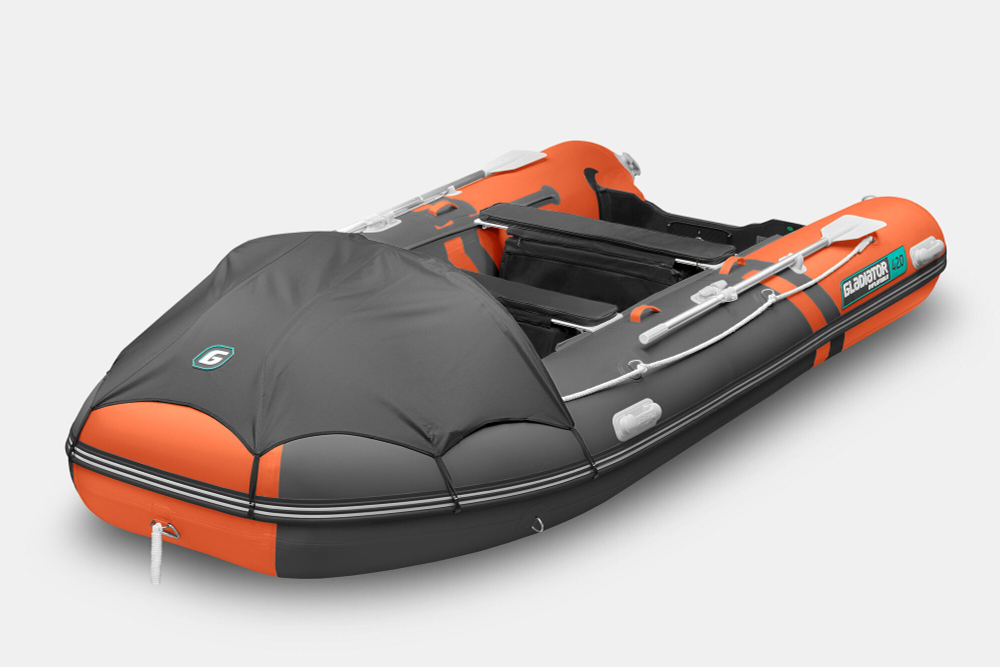 Надувная лодка GLADIATOR E450PRO оранжево-темносерый