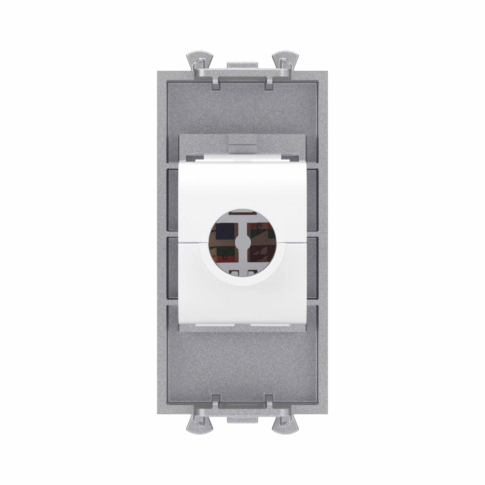 Компьютерная розетка RJ-45 без шторки модульная, кат.6А, "Avanti", "Закаленная сталь", 1 модуль