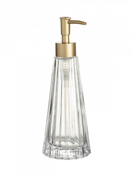 Диспенсер для жидкого мыла DeNASTIA Граненое стекло 8x8x22,5 300мл прозрачный/золотой