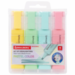 набор текстовыделителей 4 ЦВЕТА BRAUBERG "ORIGINAL PASTEL" линия письма 1-5 мм (4 штуки в упаковке)