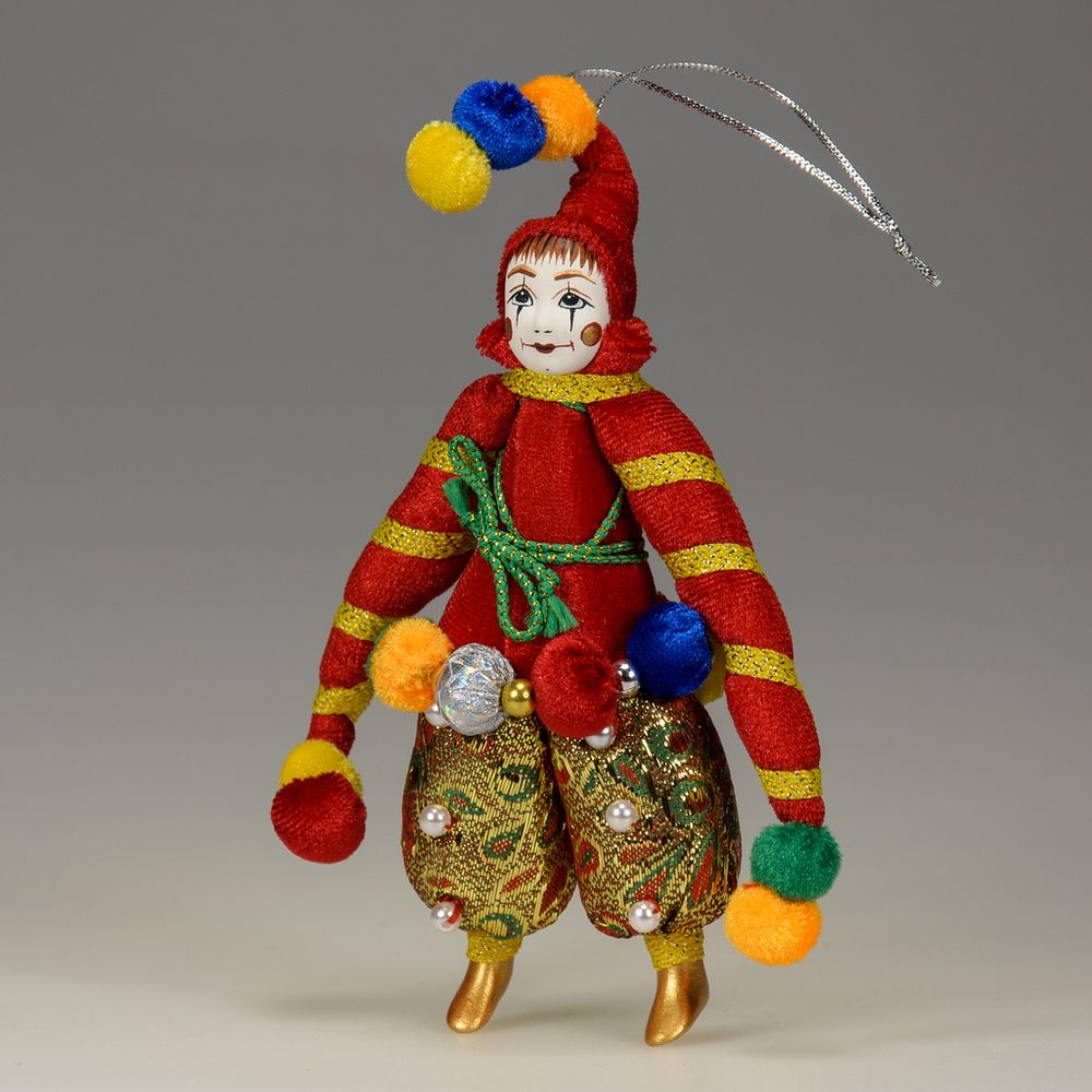 Ёлочная игрушка Клоун в бархатной курточке