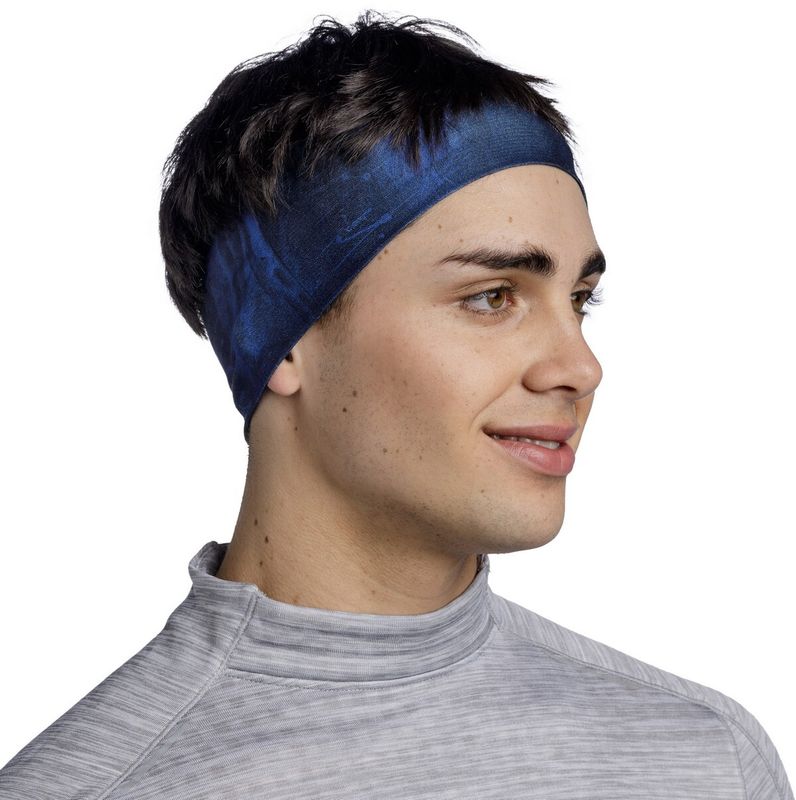 Широкая спортивная повязка на голову Buff CoolNet UV® Wide Arius Blue Фото 2