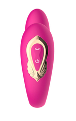 Розовый U-образный вибратор с вращающейся вагинальной частью (Цвет: розовый)