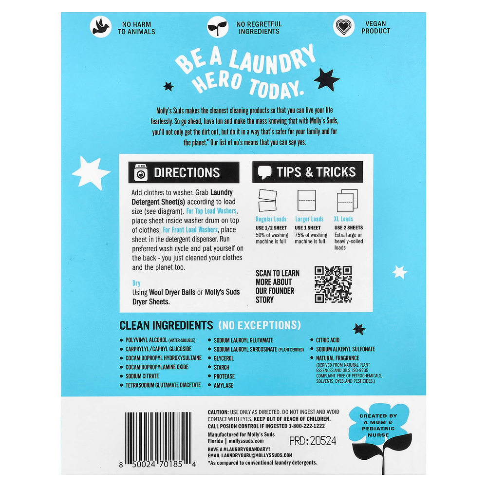 Molly's Suds, средство для стирки, перечная мята, 35 шт.