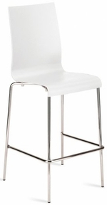 Стул пластиковый барный Papatya Icon-B, хромированный, белый