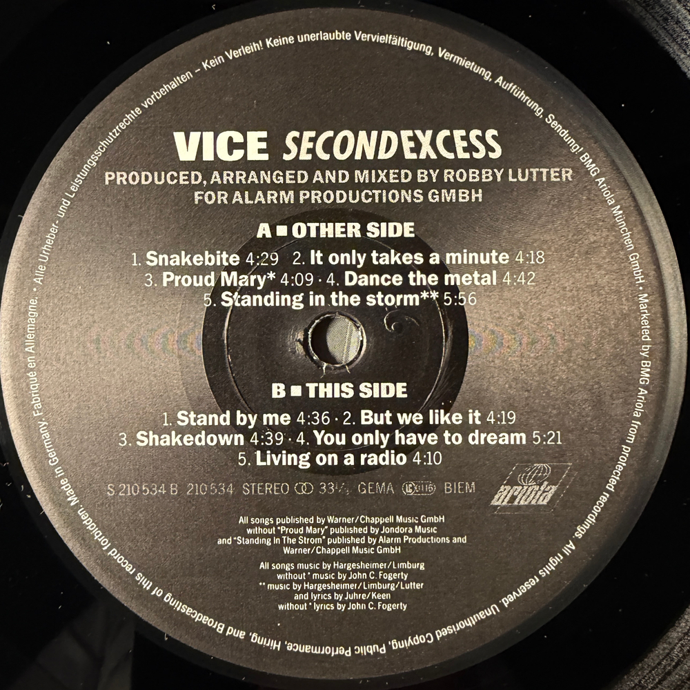 Vice – Second Excess (Германия 1990г.)