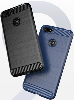 Чехол для Motorola Moto E6 play цвет Blue (синий), серия Carbon от Caseport