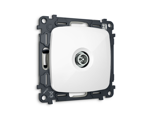 MO113005 Комплект механизма TV розетки оконечной экранированной 5-1000MHz 3dB OMEGA Белый глянец QUANT (OP1130, VM199)