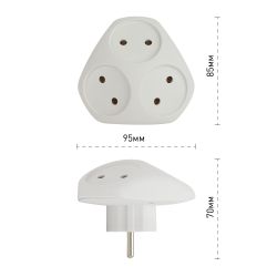 Разветвитель электрический ЭРА SPx-3-W на 3 розетки без заземления 10А белый