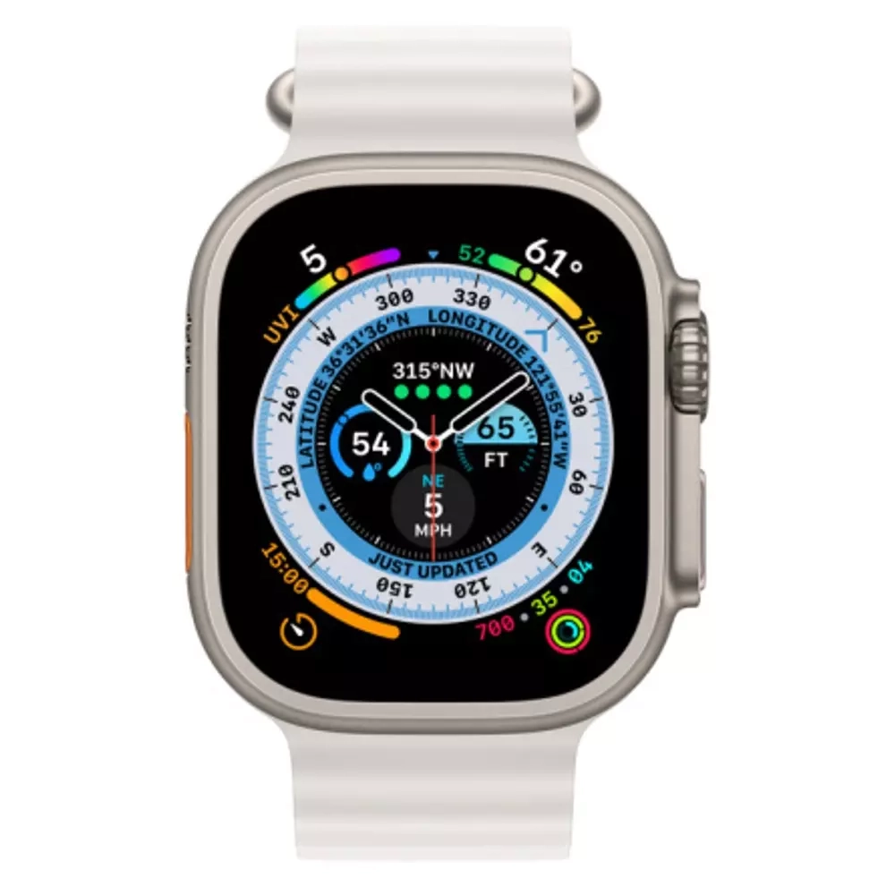 Apple Watch Ultra, 49 мм, корпус из титана, ремешок Ocean белого цвета
