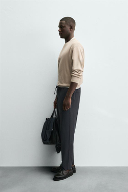 ZARA БРЮКИ-ДЖОГГЕРЫ КОМФОРТНОЙ ПОСАДКИ, СЕРО-СИНИЙ