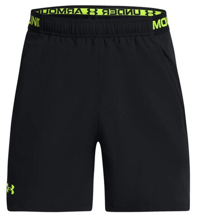 Мужские теннисные шорты Under Armour Men's UA Vanish Woven 6" Shorts - black/high vis yellow
