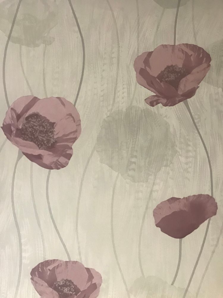 Обои ERISMANN-R винил компактный на бумаге 0,53х10м. маки розовые на зеленом