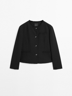 Massimo Dutti Укороченная куртка с пуговицами, черный