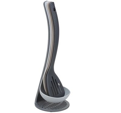 Набор кухонных аксессуаров СЛОТ 5 предметов разных цветов (толкушка, половник, шумовка, ложка, лопатка)