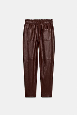 ZARA БРЮКИ ИЗ ИСКУССТВЕННОЙ КОЖИ, ГРАНАТОВЫЙ