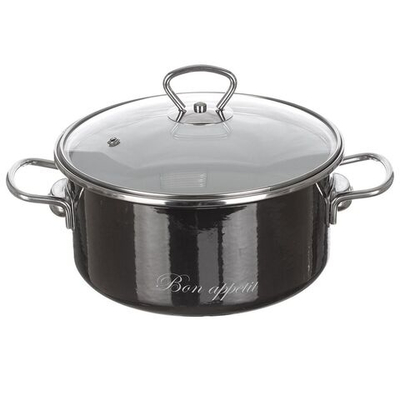 Кастрюля сталь, эмал, 3 л, с крыш, Vitross, Bon Appetit, 8SB205S/8SD185S, мокр асф, индукц