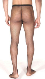 Мужские полупрозрачные колготки в сеточку (Размер: S-M) (Цвет: черный)