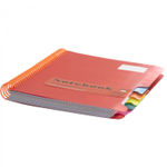 Тетрадь 200л., А4, клетка, Alingar "Завитки", цветная спираль, пластиковая обложка с информ. окном, цветные пластиковые разделители, ассорти 4 цвета