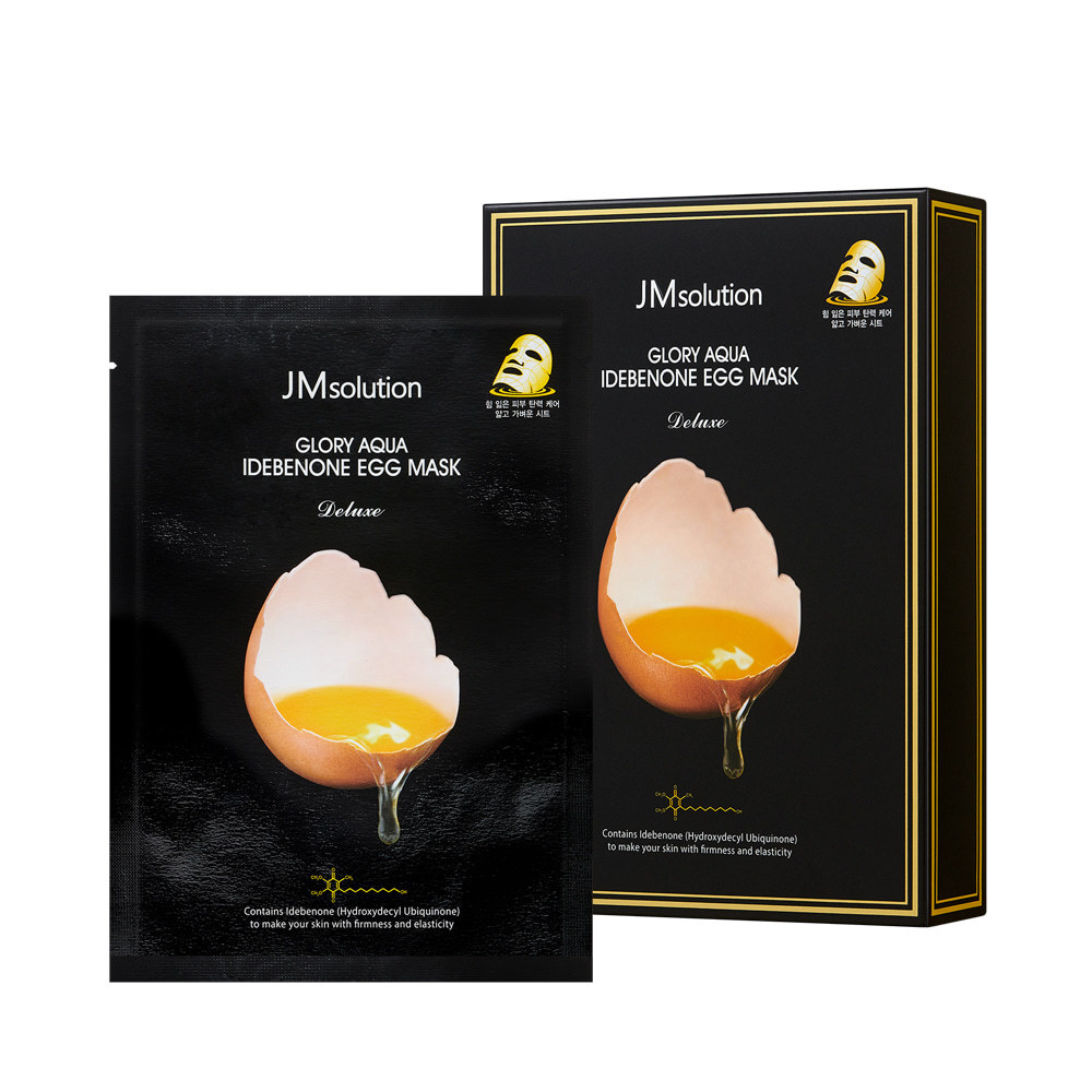 JMSOLUTION - МАСКА ТКАНЕВАЯ ЯИЧНАЯ С ИДЕБЕНОНОМ GLORY AQUA IDEBENONE EGG MASK DELUXE, 30 МЛ